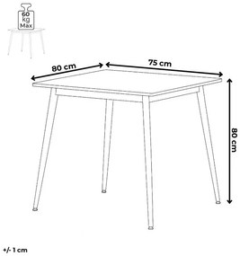 Étkezőasztal 80×80 cm, Kerámia Márvány Lappal. HT-398M WT