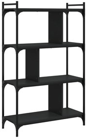 4 szintes fekete szerelt fa könyvespolc 76 x 32 x 123 cm