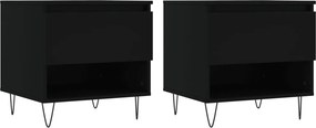 vidaXL 2 db fekete szerelt fa dohányzóasztal 50 x 46 x 50 cm