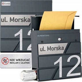 Nagy Méretű Antracit Színű Postaláda Házszámmal Maratott Házszám