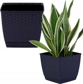 Virágtartó állvány alacsony négyzet alakú rattan 14,5cm virágtartó állvány