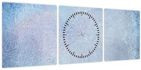 Kép - Mandalák kékszínben (órával) (90x30 cm)