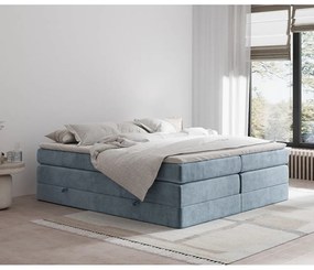 Kék ágyneműtartós boxspring ágy ágytámla nélkül 180x200 cm Juniper – Maison de Rêve