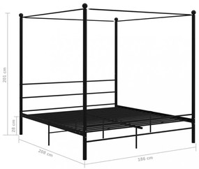 fekete fém baldachinos ágykeret 180 x 200 cm