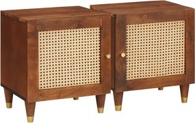 vidaXL Éjjeliszekrény 2 pcs Barna 40 x 33,5 x 46 cm Tömör akácfa