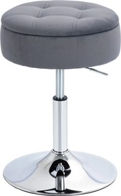 HOMCOM velúr hatású bárszék rejtett tárolóval, forgatható és magasságban állítható pultszék, szürke | Aosom