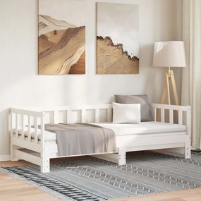 fehér tömör fenyőfa kihúzható kanapéágy 80 x 200 cm