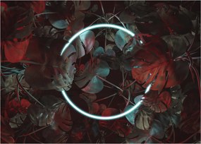Kép - Neon kör a pálmafák között (üvegen) (70x50 cm)