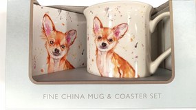 Porcelán bögre Chihuahua alátéttel 270ml