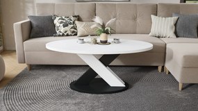 Mazzoni LOXA ovális dohányzóasztal Fehér / Fekete - DOHÁNYZÓASZTAL 120x65 cm