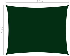 sötétzöld téglalap alakú oxford-szövet napvitorla 2,5 x 3,5 m