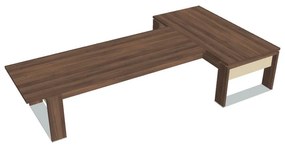 Verno+ S asztal 200 x 370 cm, kiegészítő íróasztallal, dió / vanília