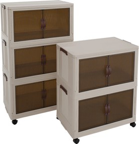 Összecsukható szekrény, fehér/barna, műanyag, POSA TYP 2