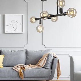 Csillár rúdon ASTRID 6xE27/60W/230V fekete