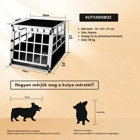 BRUNO kutyaszállító box, 70x54x51cm, ezüst/fekete Cadoca