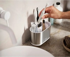 Ezüstszínű rozsdamentes acél fogkefetartó állvány Duo Steel – Joseph Joseph