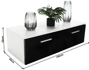 Nappali sor LED világítással, fehér/fekete- extra magas fényű HG, LEO