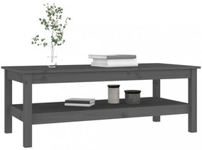 szürke tömör fenyőfa dohányzóasztal 110 x 50 x 40 cm