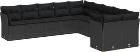 vidaXL Kerti Kanapé Szett 13 pcs Fekete polirattan