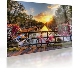 Kép - Napkelte Amszterdamban (üvegen) (70x50 cm)