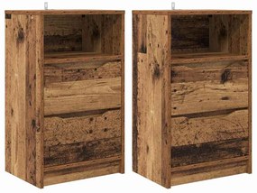 vidaXL Éjjeliszekrények fiókkal 2 pcs Öreg fa 40 x 30 x 467 cm Faanyag