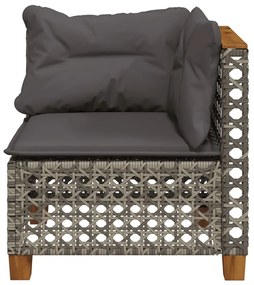 Szürke polyrattan kerti sarokkanapé párnával