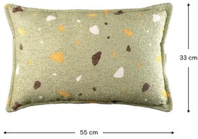Zöld buklé-zsenília párna gyerek kanapéhoz Terrazzo Bolster – Wigiwama