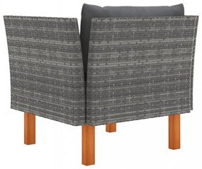 polyrattan és tömör eukaliptuszfa kerti kanapé