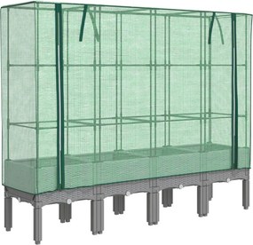 vidaXL rattan megjelenésű magaságyás melegháztakaróval 160x40x140 cm