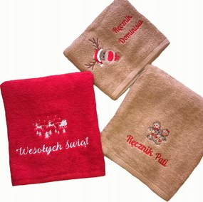 Törölköző Ajándék Karácsonyra Mikulás 100X50 Hímzés Név