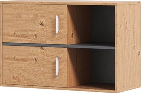 HOMCOM Fürdőszobai Segédszekrény Fali Szekrény Nyitott Rekeszekkel és 2 Ajtóval Modern Fürdőszobai Szekrény Konyhai Bejárathoz 80 cm x 35 cm x 57.5 cm
