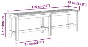 tömör akácfa kerti pad 150 x 35 x 45 cm