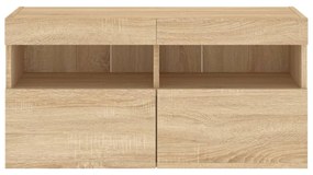 sonoma tölgy színű fali TV-szekrény LED-ekkel 80x30x40 cm