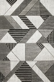 Puha Szőnyeg Geometrikus Mintás Kivágott Csíkos Vonalak Szürke Amelia 240x330 cm