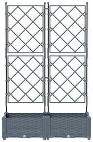 Rácsos Kerti Cserép 2 db Világosszürke 80x40x125.5 cm