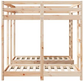 vidaXL Háromszintes emeletes ágykeret Barna 140 x 200 cm Tömör fenyőfa
