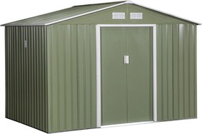 Outsunny Eszköz Tároló 4,9 m², Kert Ház Tetővel, Szekrényajtóval, Alappal, 277 x 195 x 192 cm, Cinkbevonatos Acél Eszköz Tároló, Időjárásálló, Kerthez