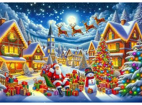 Mikulás vidám utazása fa puzzle