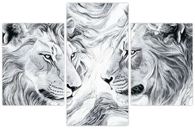 Kép - Rajzolt oroszlánfejek (90x60 cm)