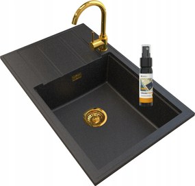 Gránit Mosogató Arany Szifon Csaptelep Arany Louis