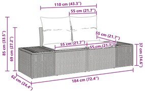 7 darabos kerti kanapé szett párnákkal Bézs Műrattan Akáciával