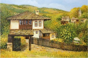 Kép - Házak nyáron (90x60 cm)