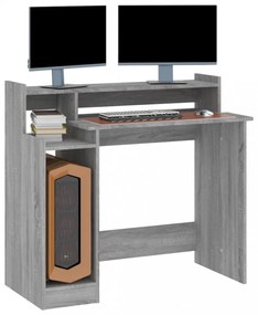 szürke sonoma színű szerelt fa íróasztal LED-ekkel 97x45x90 cm