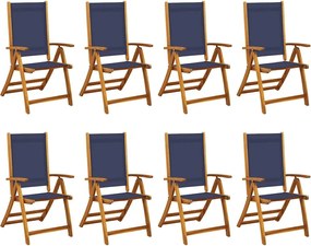 vidaXL 8 db tömör akácfa és textilén összecsukható kerti szék
