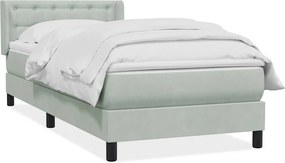 vidaXL világosszürke bársony rugós ágy matraccal 90x220 cm
