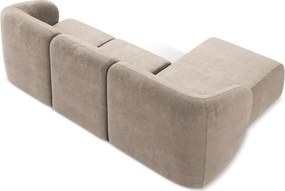 Világosbarna zsenília sarokkanapé (bal oldali-heverő résszel) Lani – Makamii