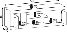LUNA TV állvány 2 ajtós, old style dark/matera