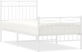 vidaXL fehér fém ágykeret fej- és lábtámlával 90 x 190 cm