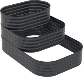 Outsunny Négyzet alakú Magaságyás Kertész Szelektív Terasz 3 Szintes Fűszerhez Zöldséghez Gyümölcshöz Virágokhoz 158 x 109 x 82 cm - Szürke | Aosom