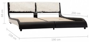 fekete és fehér LED-es műbőr ágykeret 180 x 200 cm